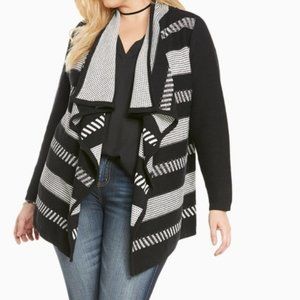 Torrid Black and White Waterfall Cardigan
